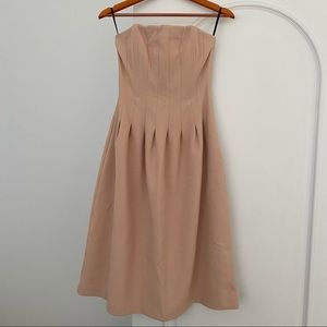 Blush pink strapless midi pleated dress Size 8